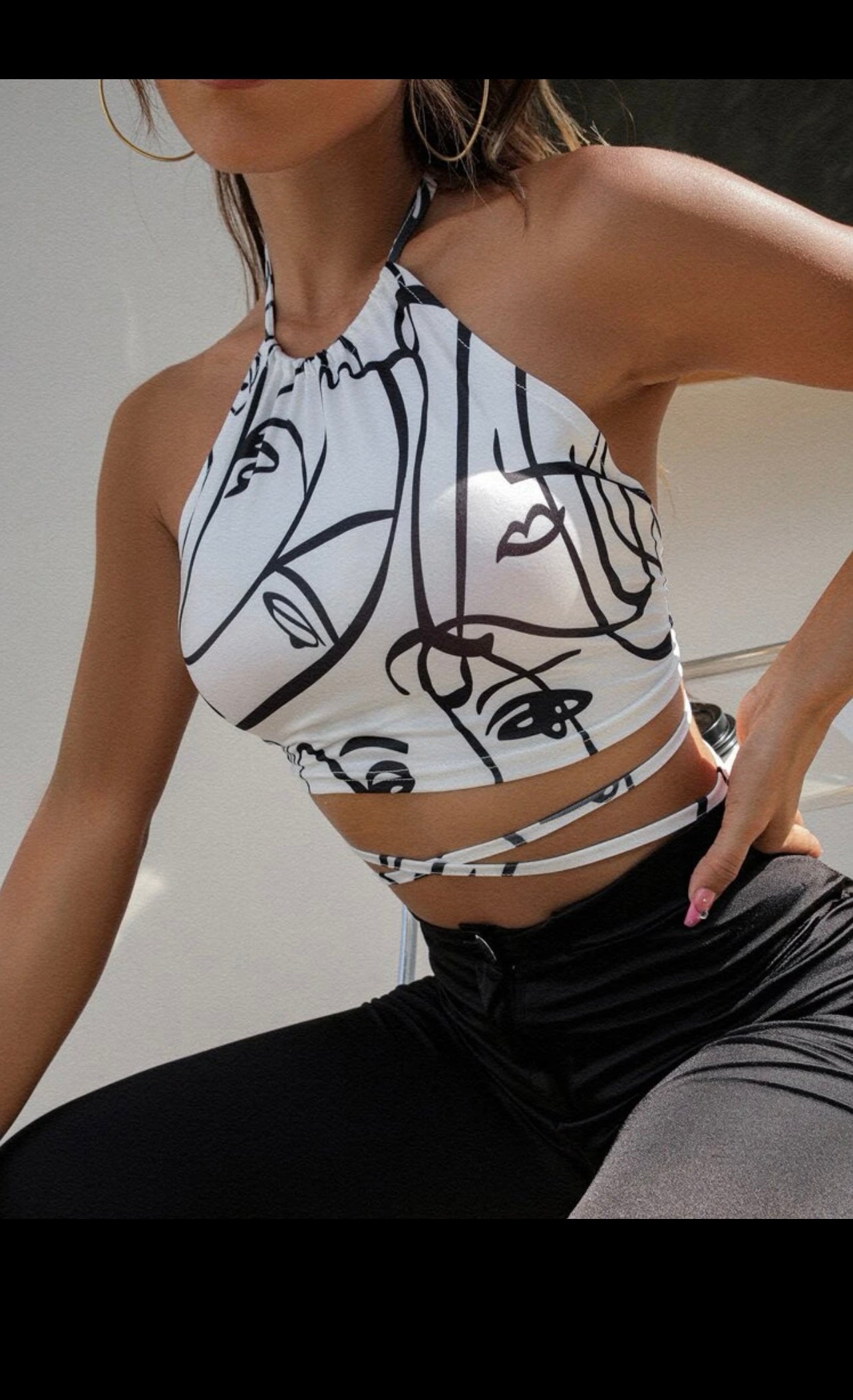 All-Over Print Women's Halter Top With Backless