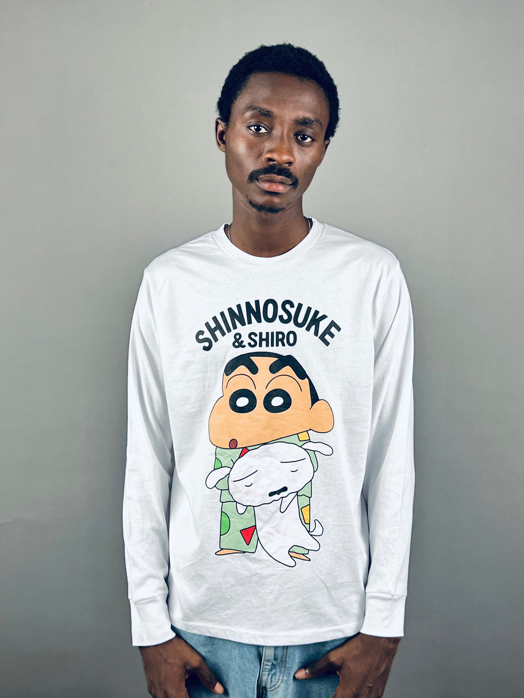 Shinnosuke & Shiro Print longsleeve T-shirt in white