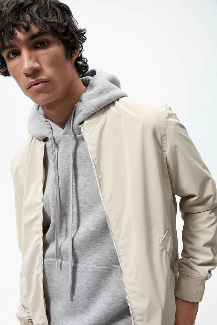 Zara Basic Bomber Jacket in Sand