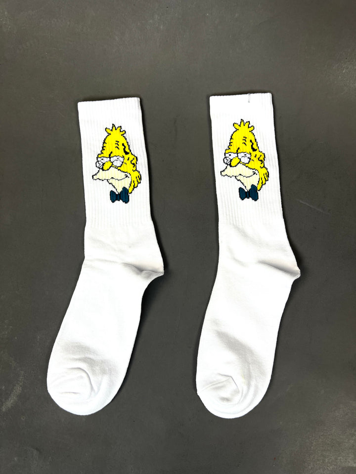 Grandpa Simpson socks in white