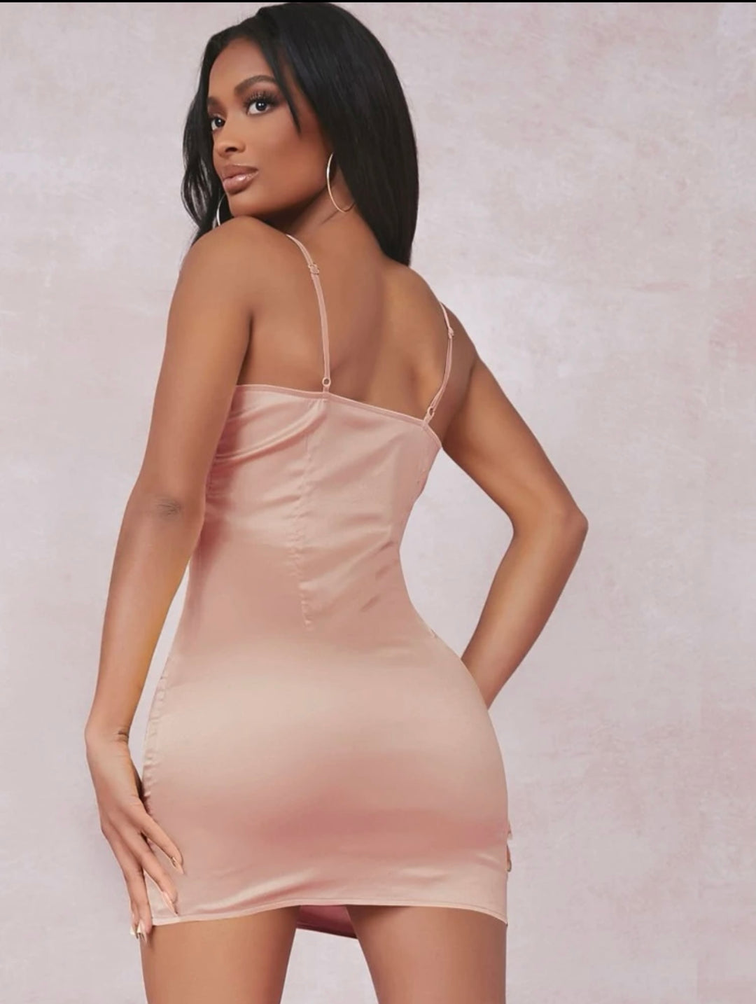 Split Detail Satin Cami Bodycon Dress