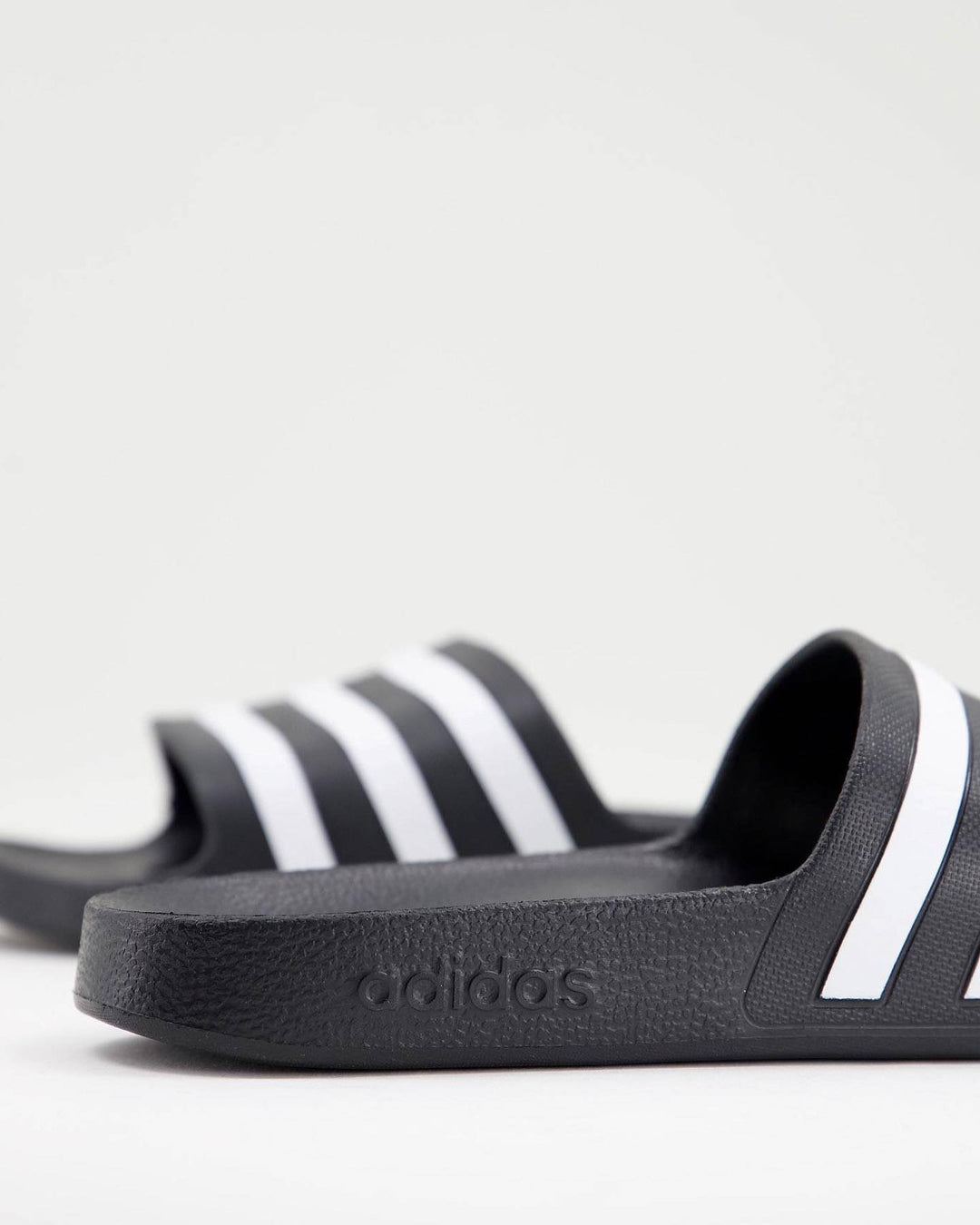 Adidas Swim Adilette white stripe slides in black