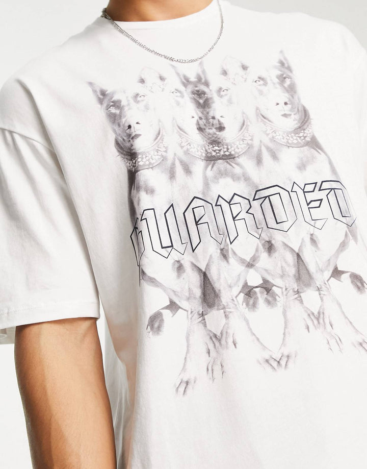 ADPT oversized t-shirt with dogs back print in white