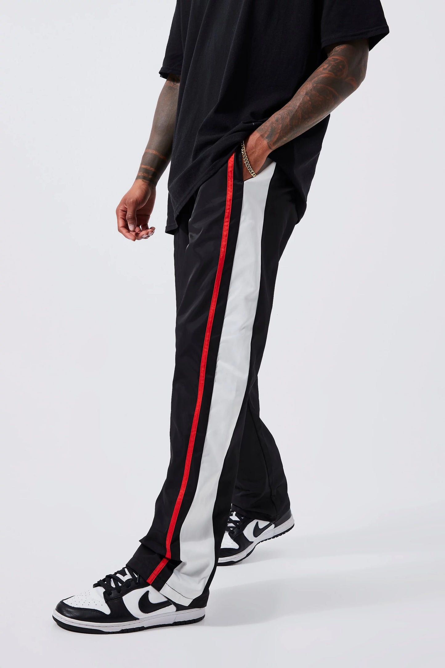 BOOHOOMAN FIXED WAIST RELAXED FIT SIDE PANEL TROUSER