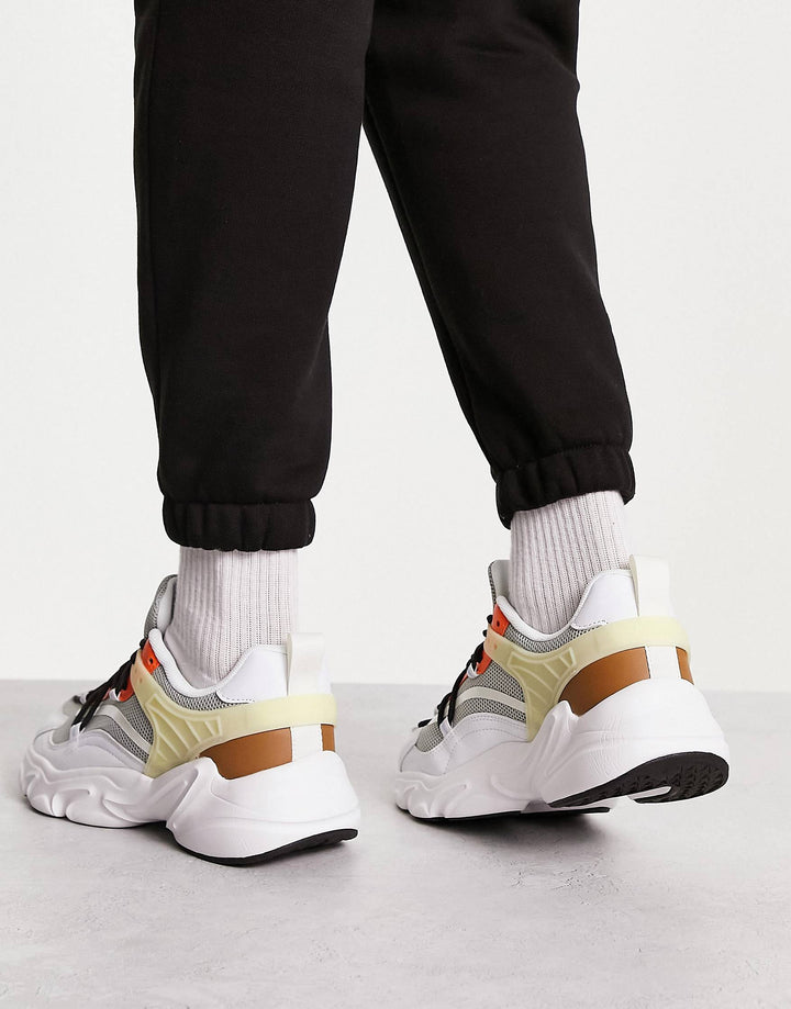 Truffle Collection chunky sole trainers in ecru/ colour mix