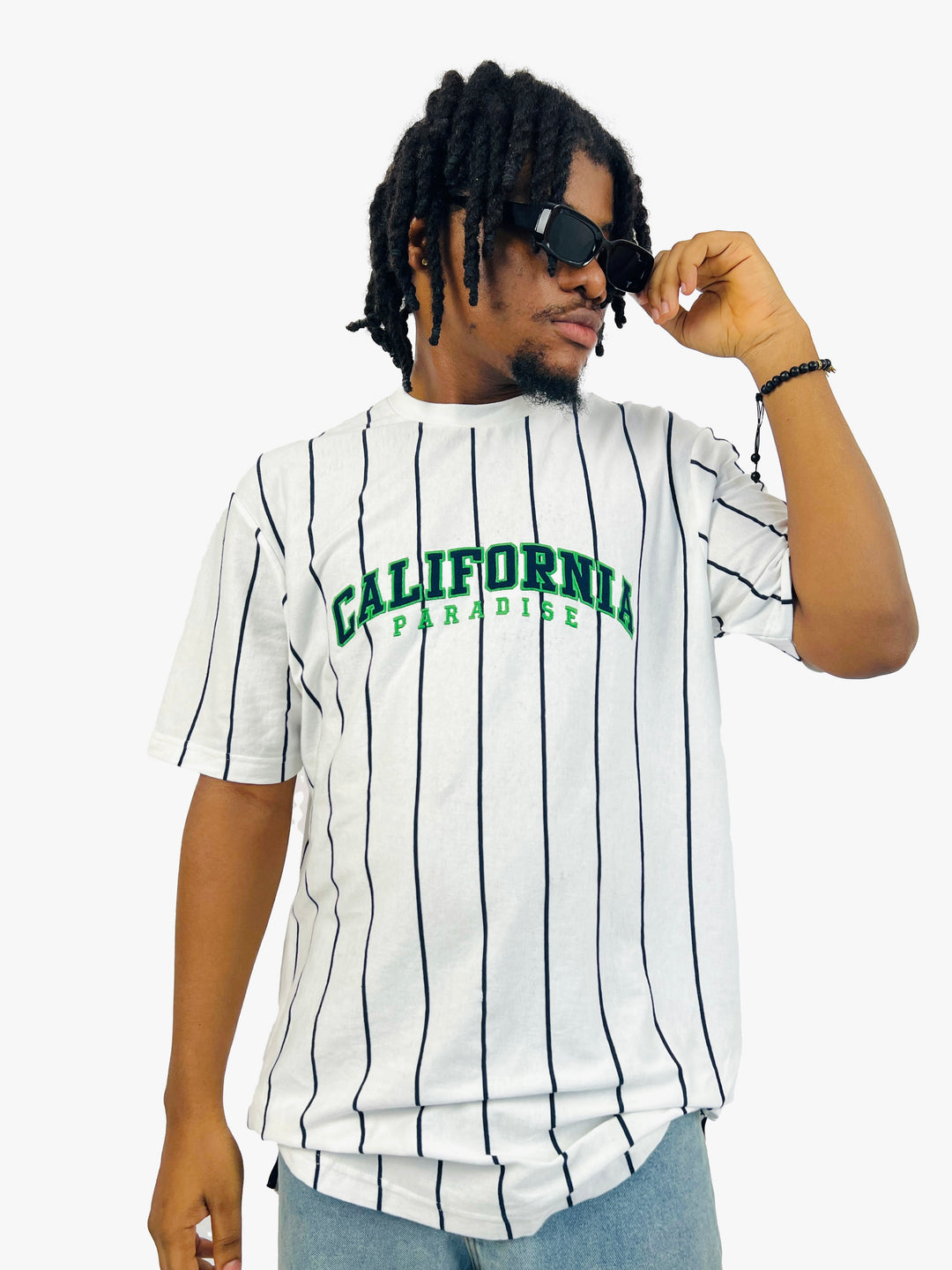 Garag3 California Pinstripe T-shirt in white