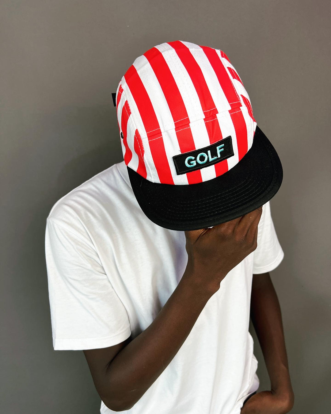 Golf Wang Striped Panel Cap in red