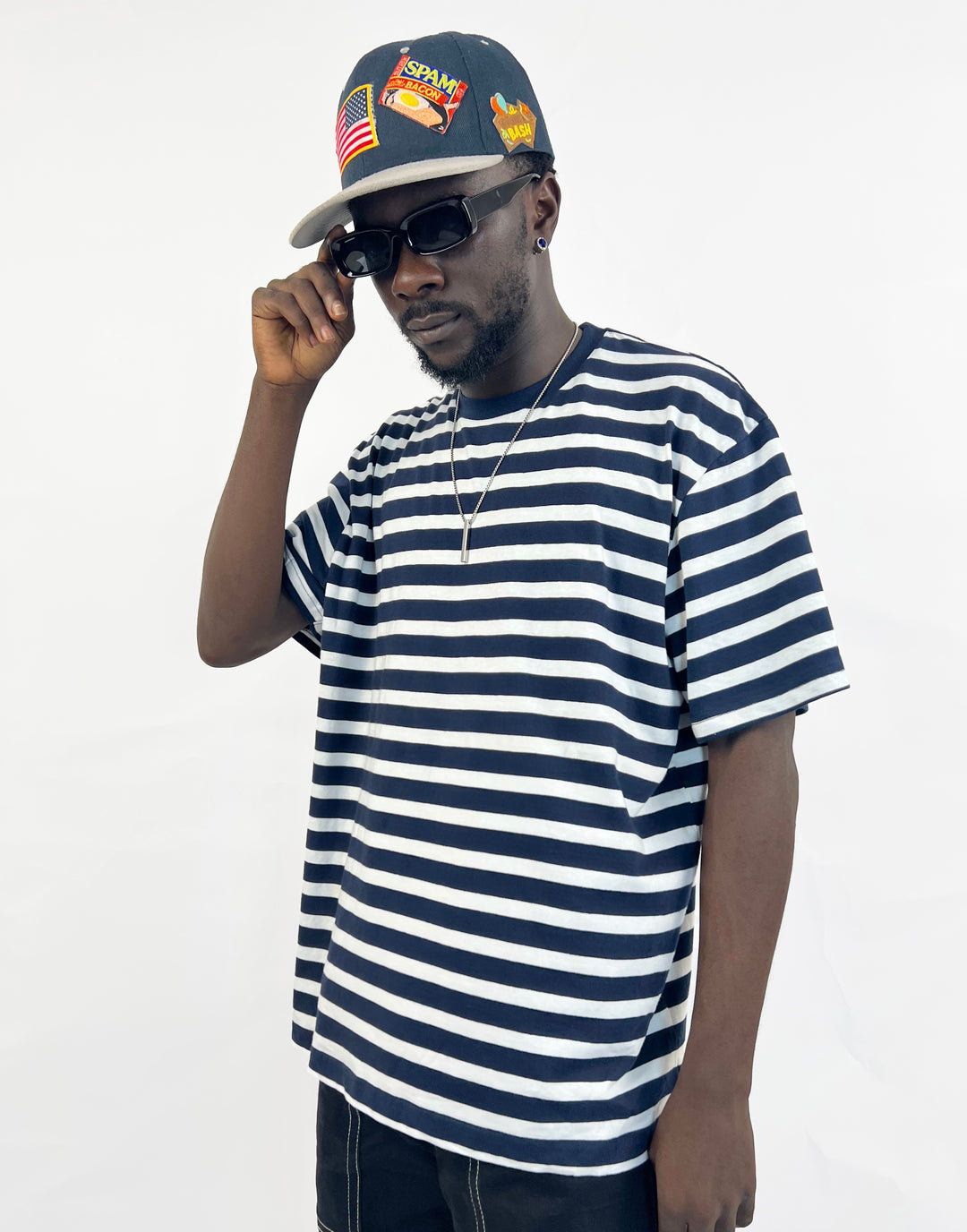 Garag3 Striped T-shirt in navy/white