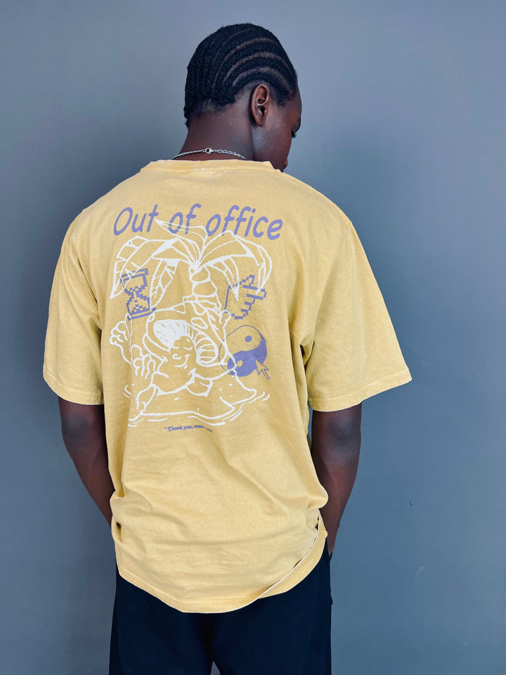 Cotton on out of office backprint t-shirt in yellow