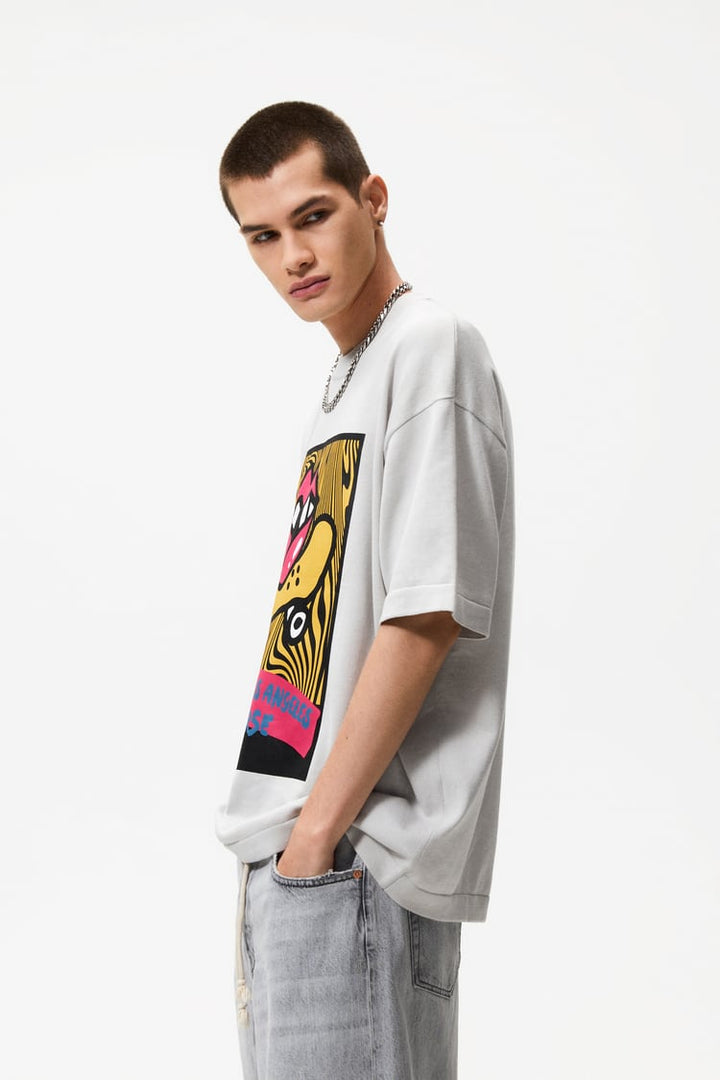 ZARA COMBINATION PRINT KNIT T-SHIRT