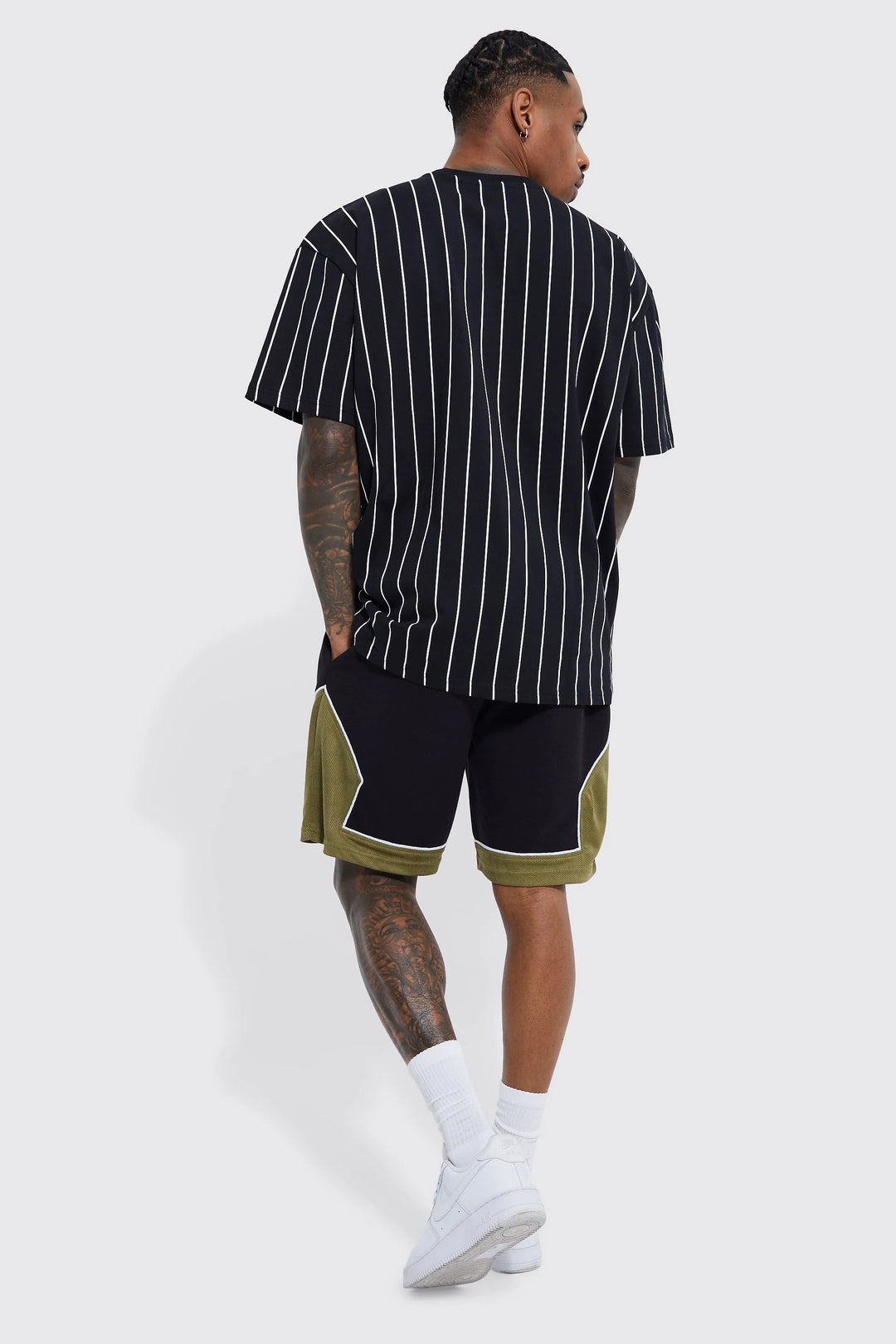 BOOHOOMAN OVERSIZED HEAVYWEIGHT STRIPE MAN T-SHIRT