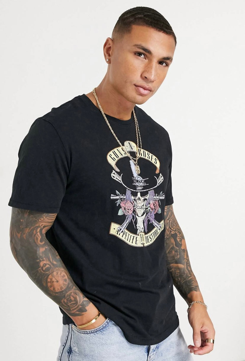 Only & Sons t-shirt with Guns N’ Roses  print in black