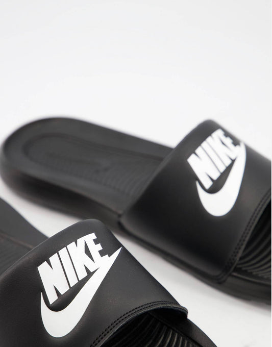 Nike Victori One Slides in Black & White