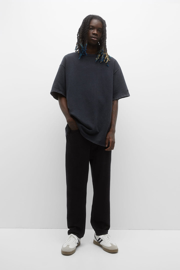 Pull&Bear wide leg jeans in black