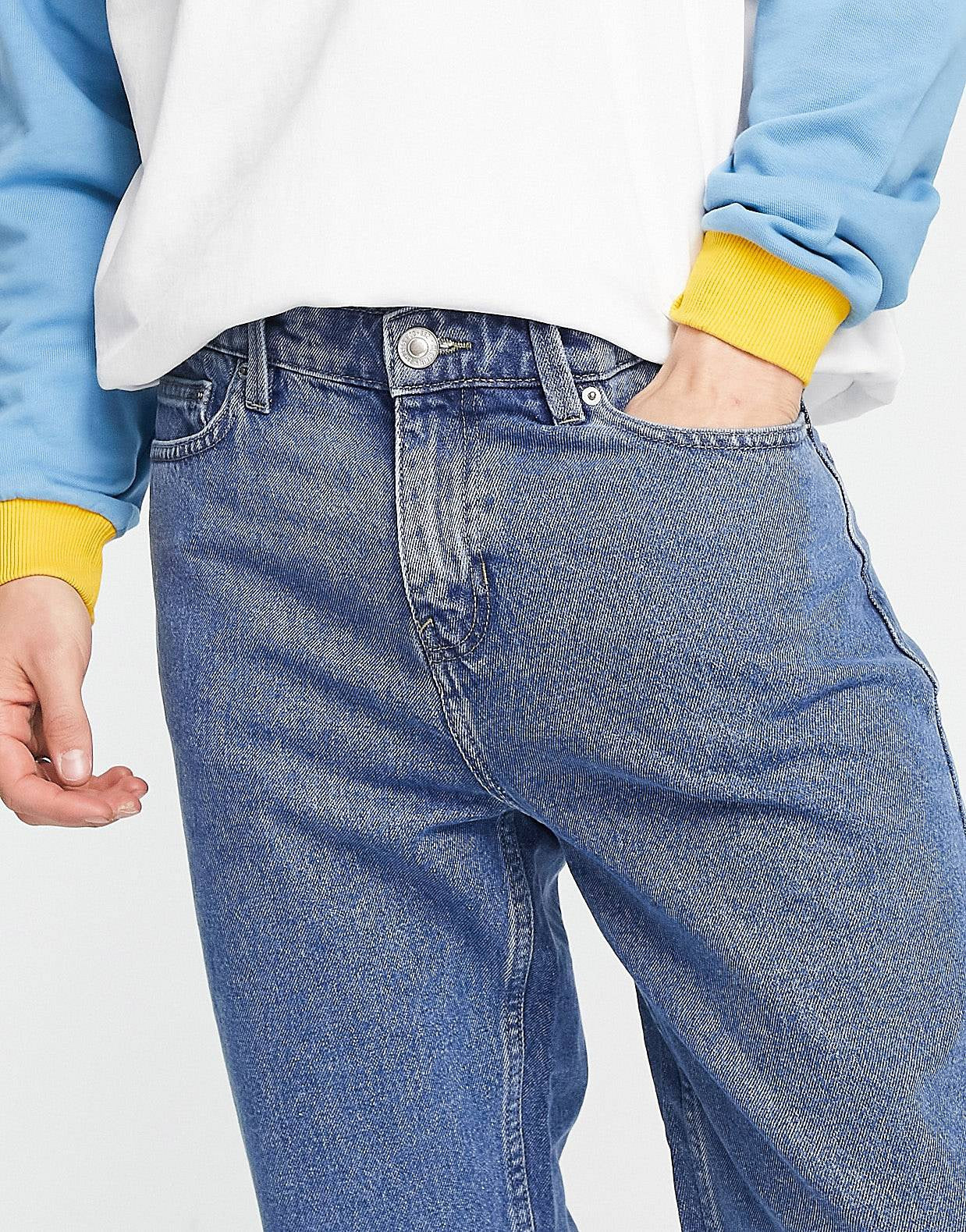 New Look slim rigid jeans in mid blue wash
