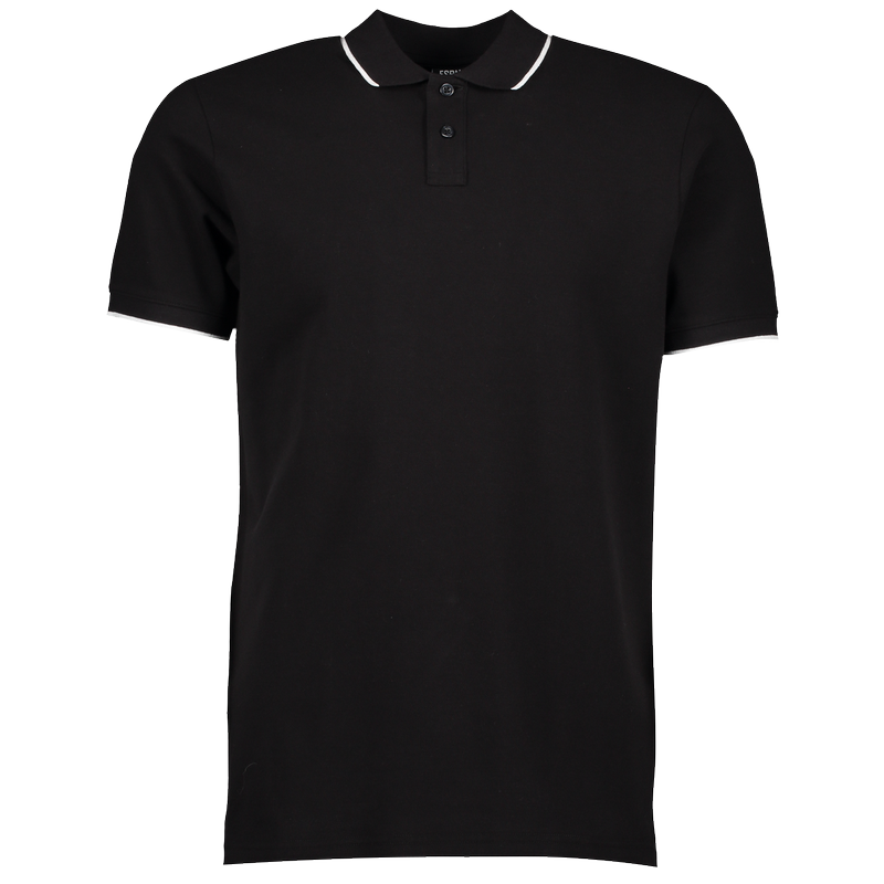 FSBN slim fit polo shirt with collar detail in black