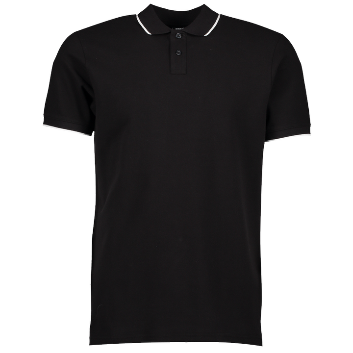 FSBN slim fit polo shirt with collar detail in black