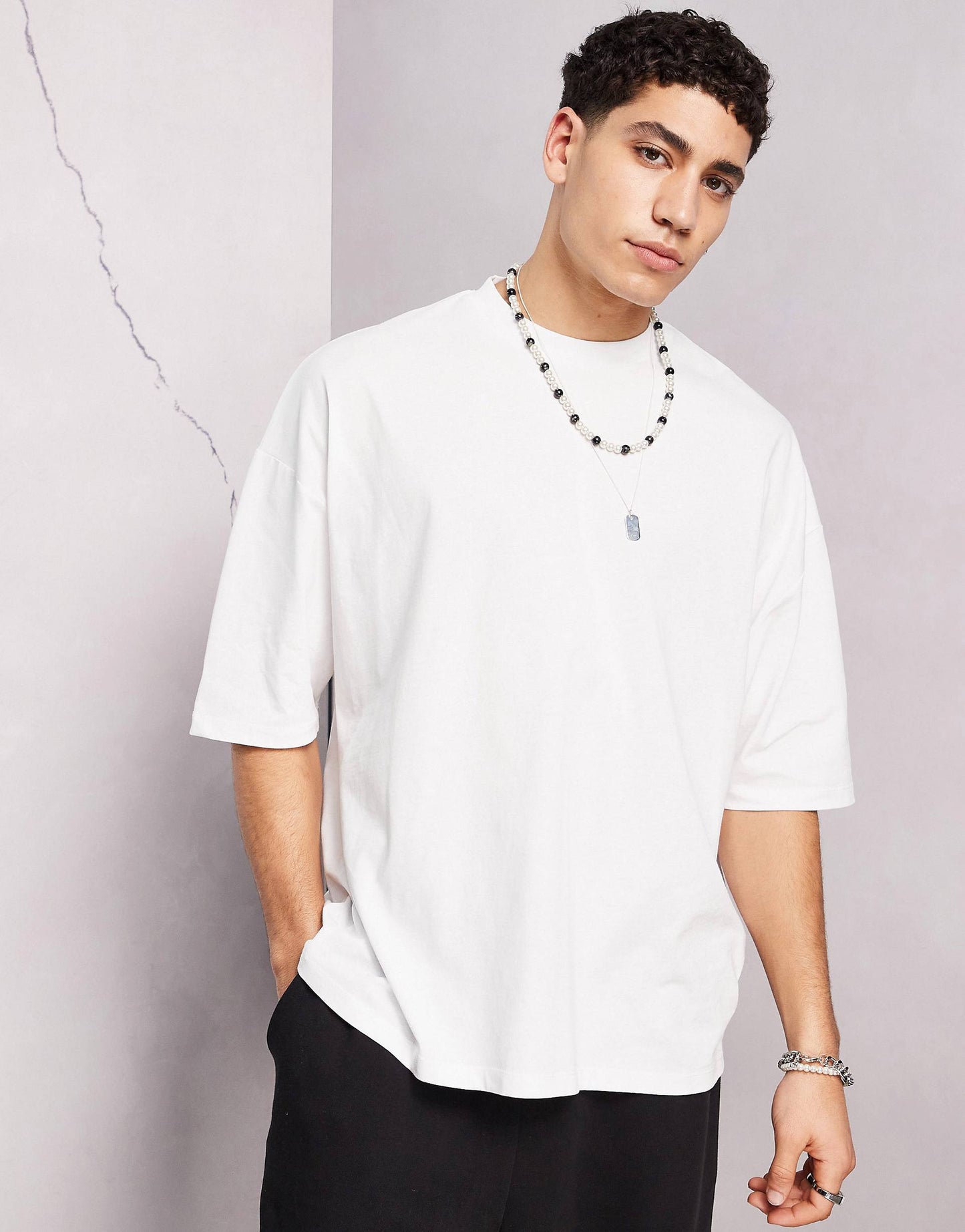 ASOS Dark Future Oversized T-Shirt With Multi Bubble Logo Back Graphic In White
