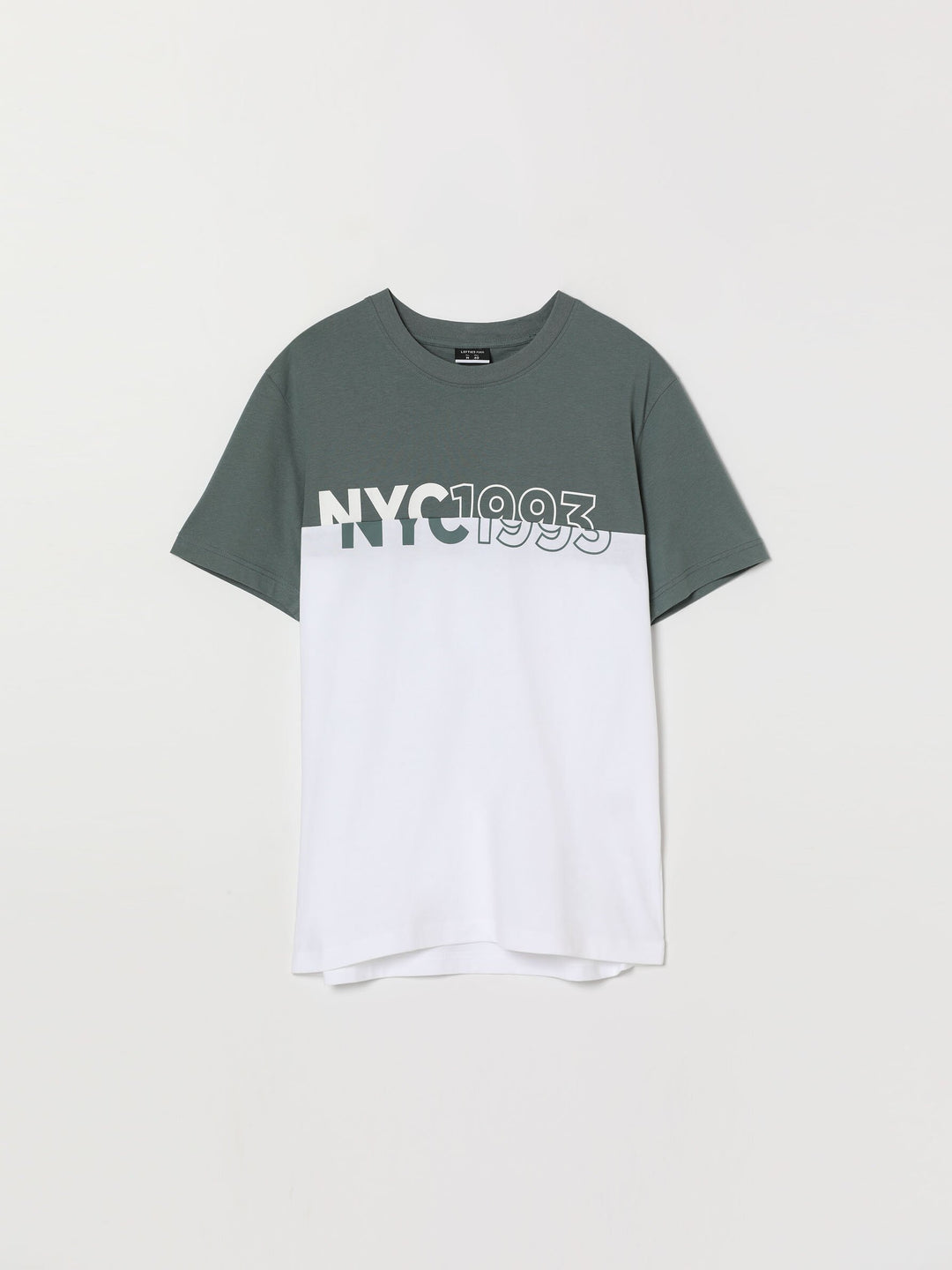 Lefties man Brooklyn Colour Block T-shirt in green/white