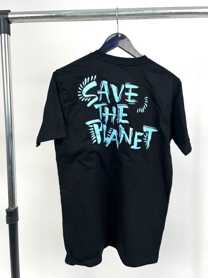 Save the planet Backprint T-shirt in black