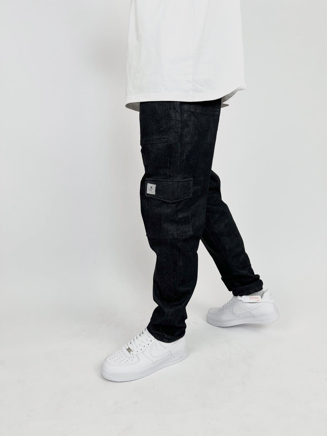 Garm Island patch cargo pants in black