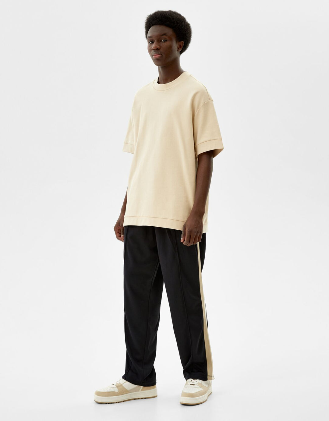 Bershka Wide-leg piqué trousers