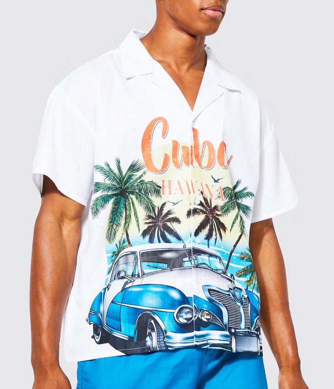 BOOHOOMAN BOXY SLUB CUBA SHIRT