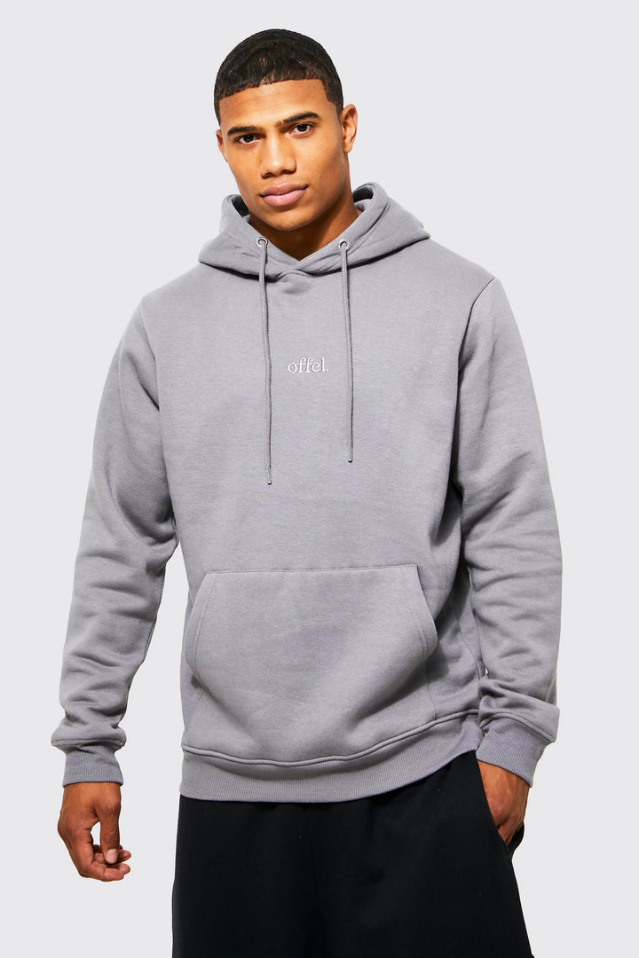BOOHOOMAN OFFCL OVER THE HEAD HOODIE IN CHARCOAL