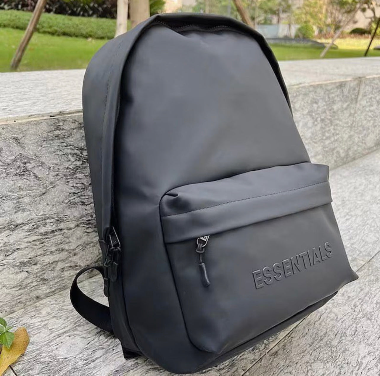 Essentials faux leather backpack in black – Garmisland