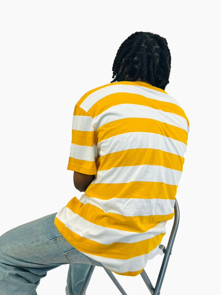 Garag3 oversized pinstripe t-shirt in yellow