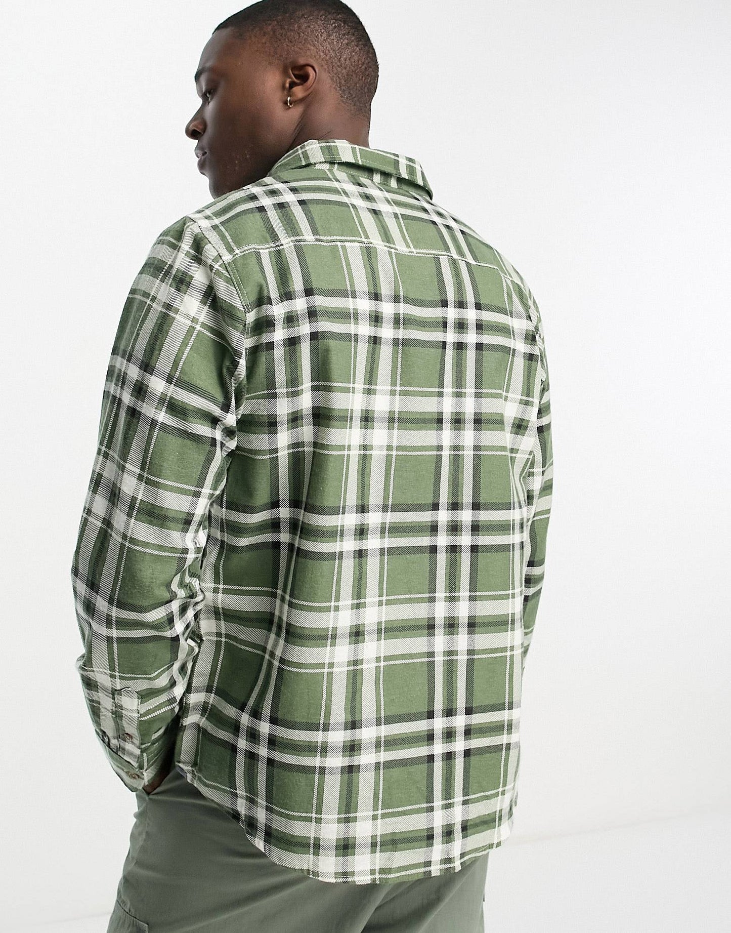 Brave Soul cotton check shirt in green