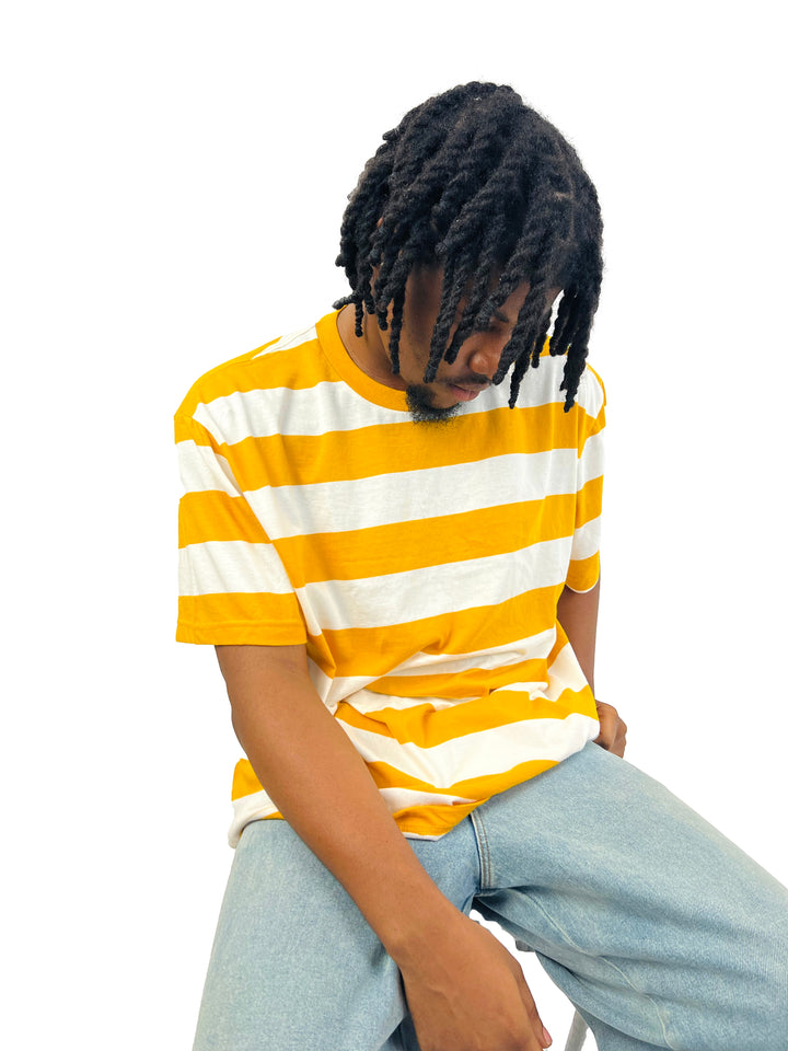 Garag3 oversized pinstripe t-shirt in yellow