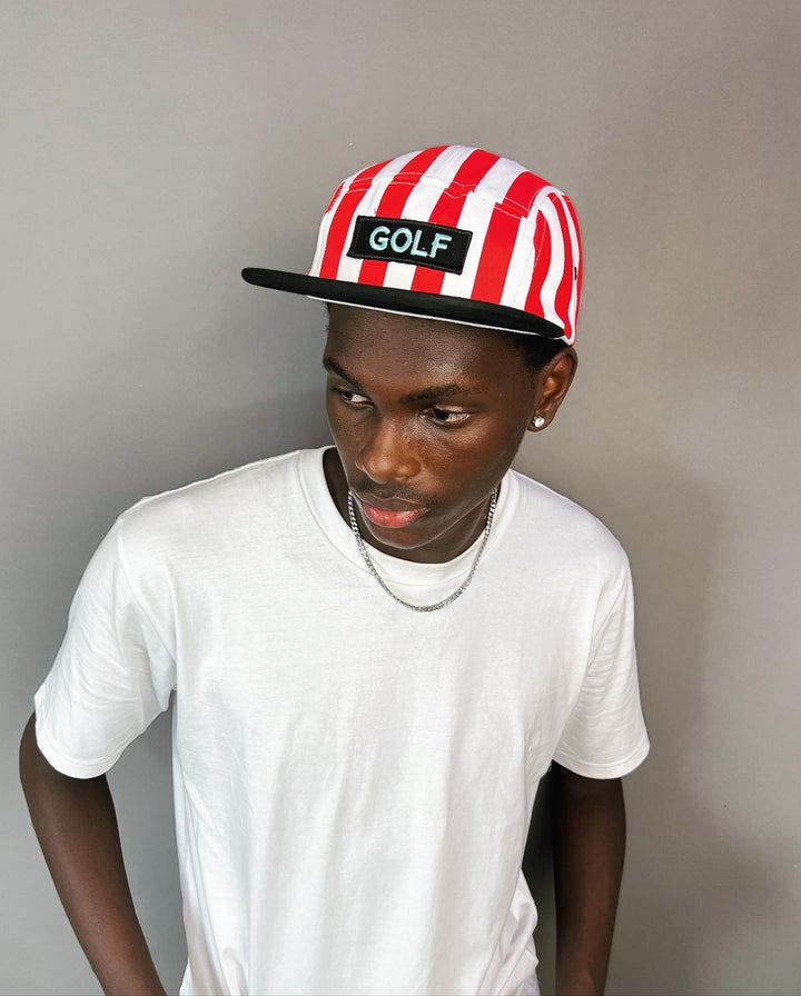 Golf Wang Striped Panel Cap in red