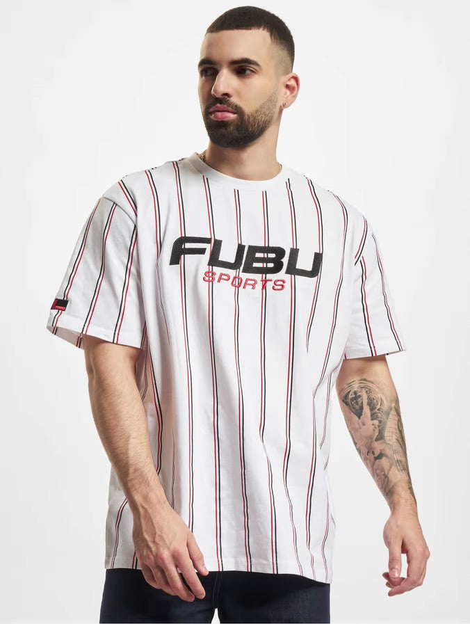 FUBU Pinstripe T-shirt in white