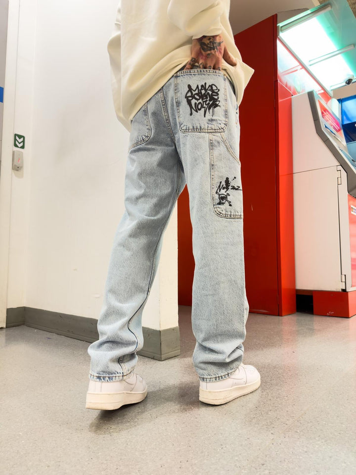 Difransel Graffiti Print jeans in blue