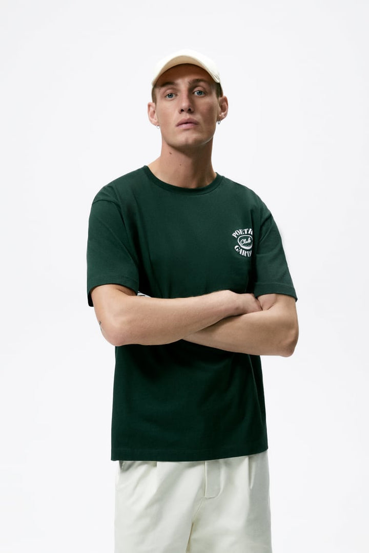 ZARA GOLF PRINT T-SHIRT IN GREEN