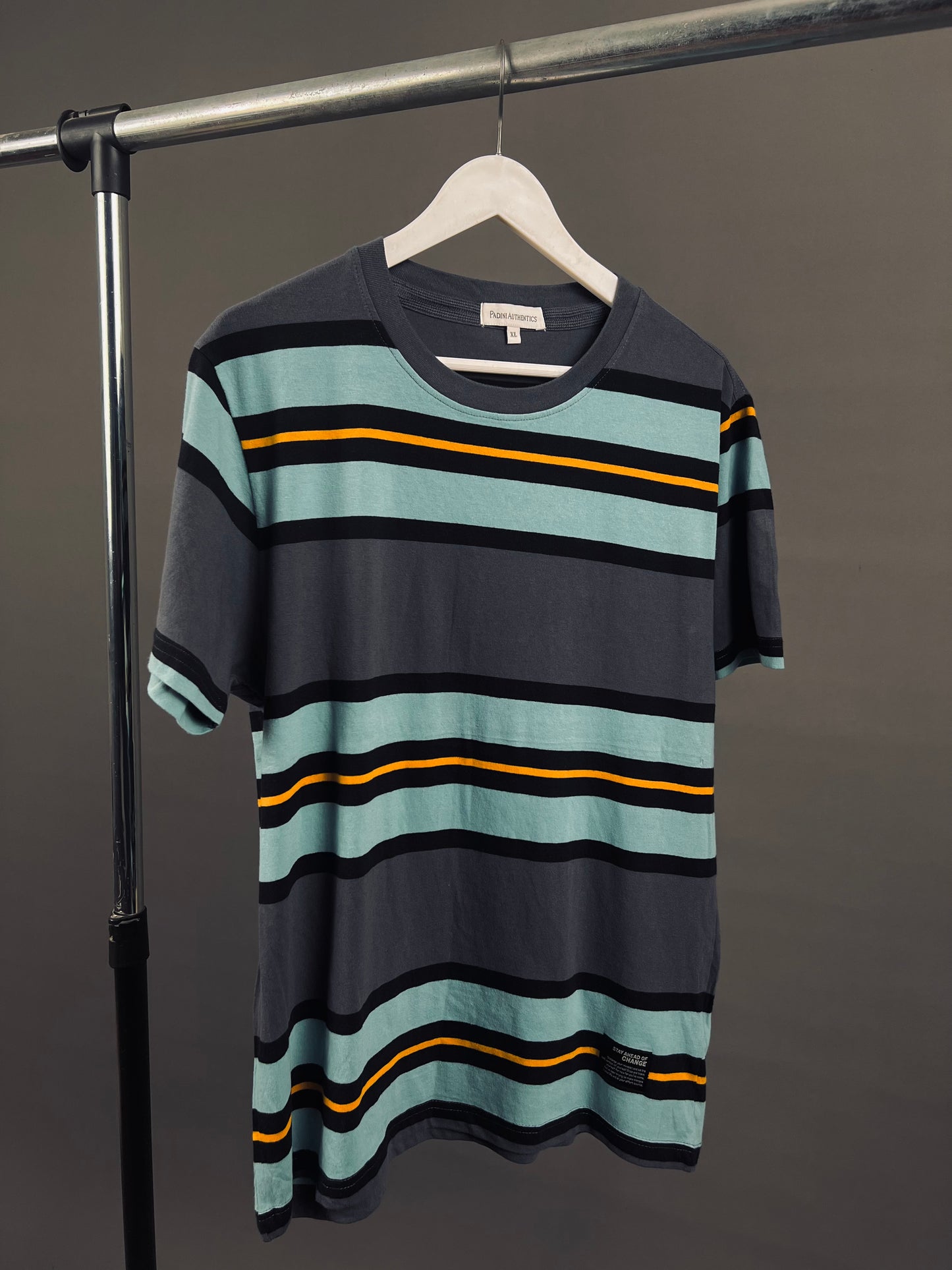 Padini Striped T-shirt in blue/yellow/gray