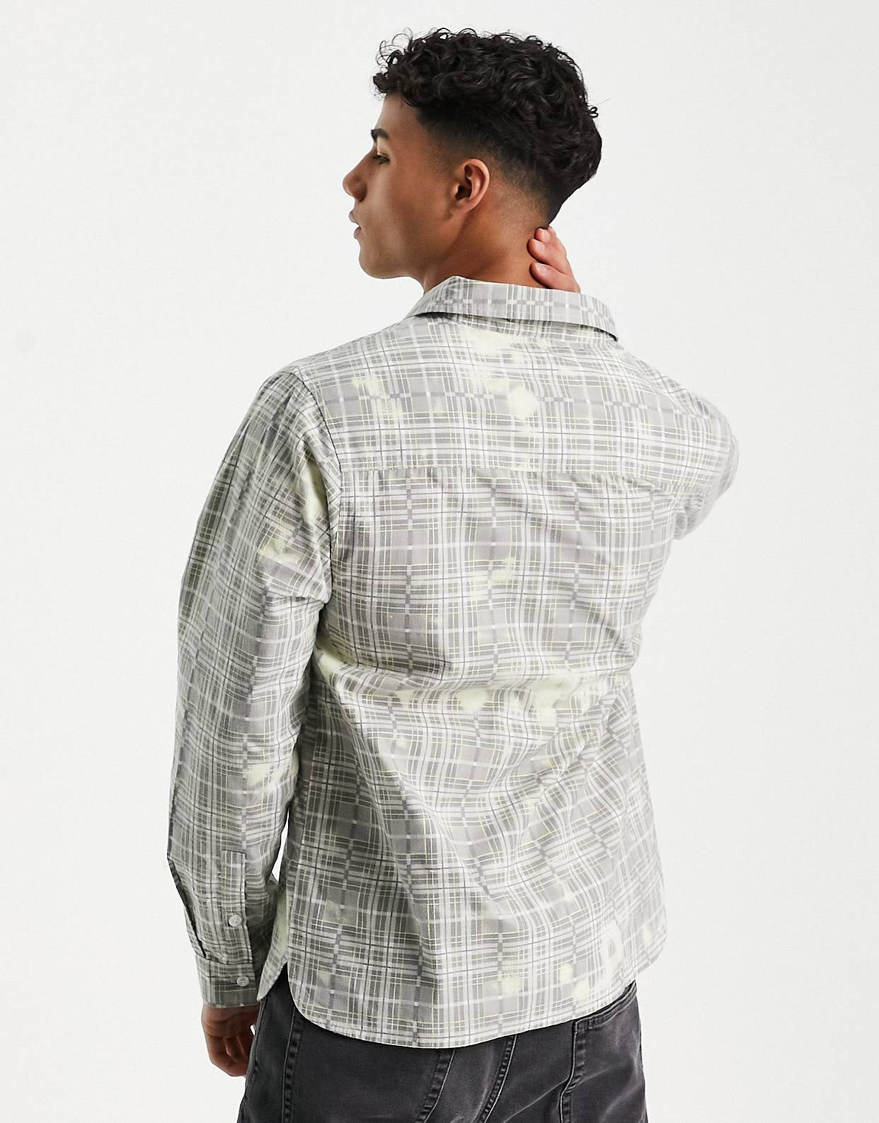 Another Influence longsleeve overshirt in bleached grey