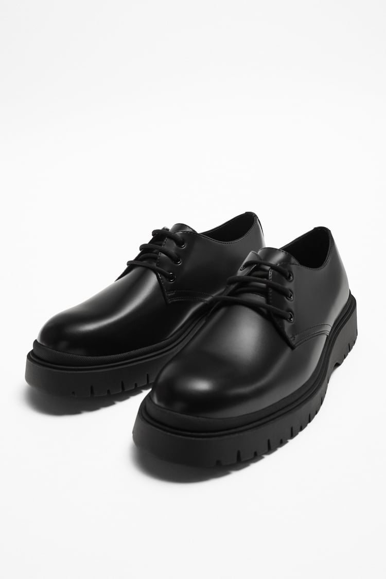 Zara chunky derby shoes in black – Garmisland