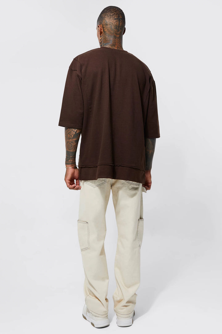 BOOHOOMAN OVERSIZED HEAVYWEIGHT RAW SEAM SWEATSHIRT