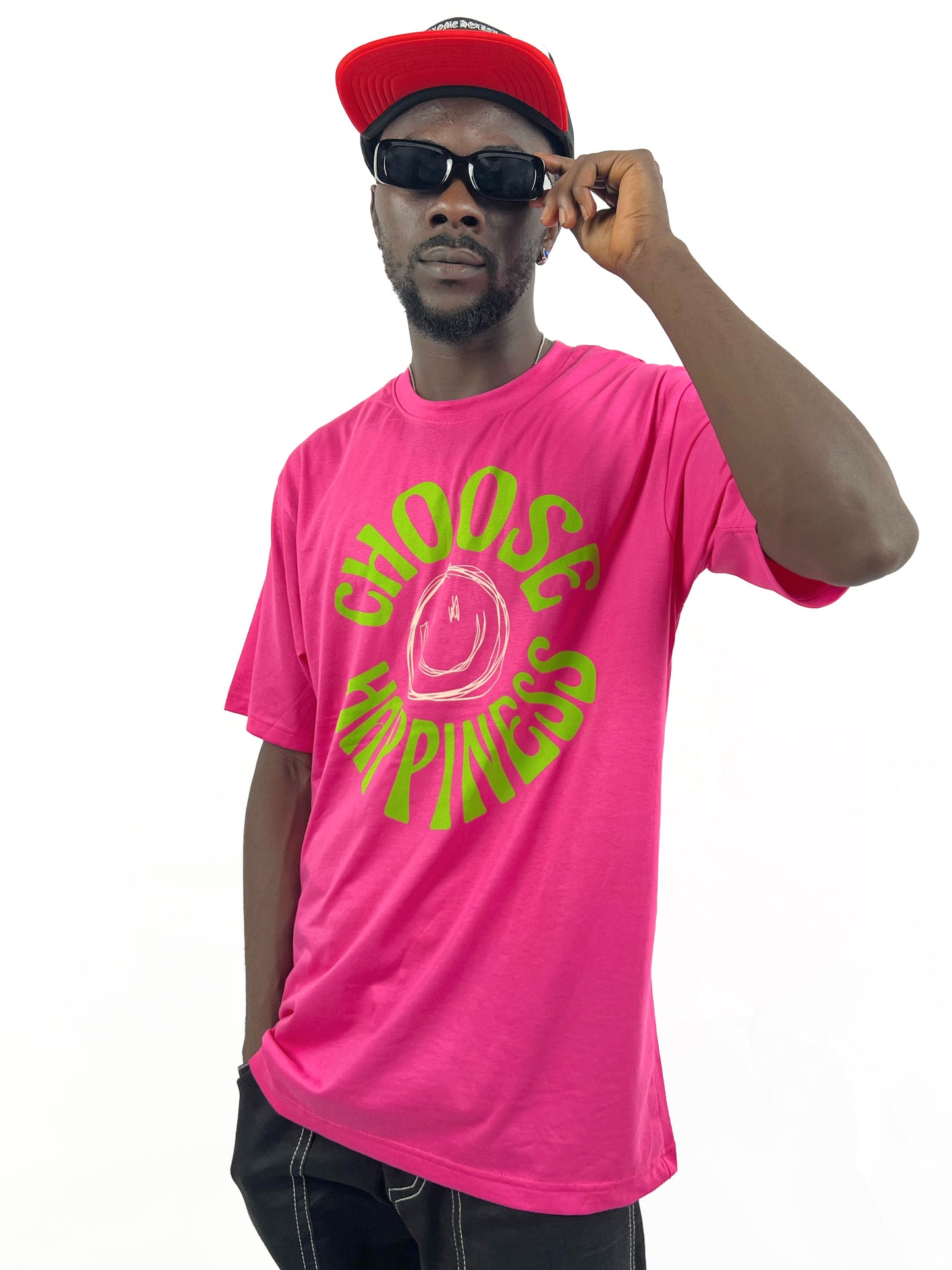 Difference of Opinion Oversized Choose Happiness T-shirt in pink