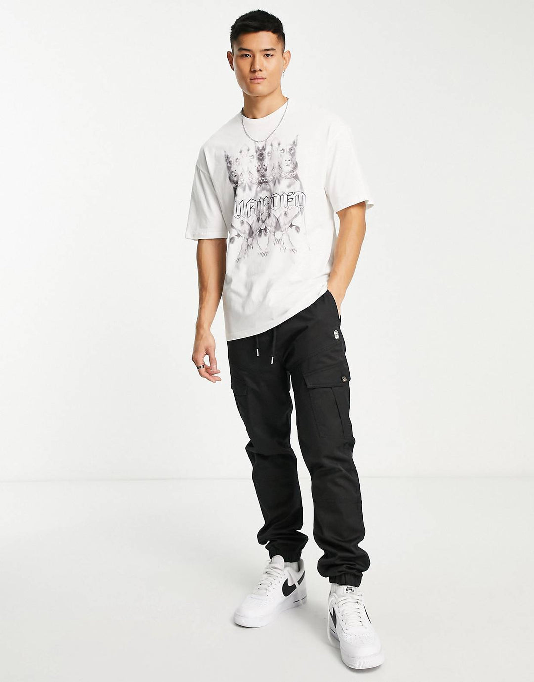 ADPT oversized t-shirt with dogs back print in white