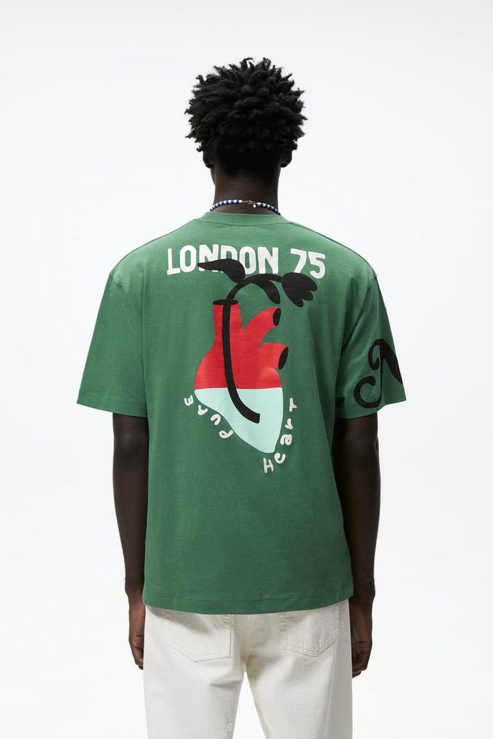 ZARA GRAPHIC PRINT T-SHIRT IN GREEN