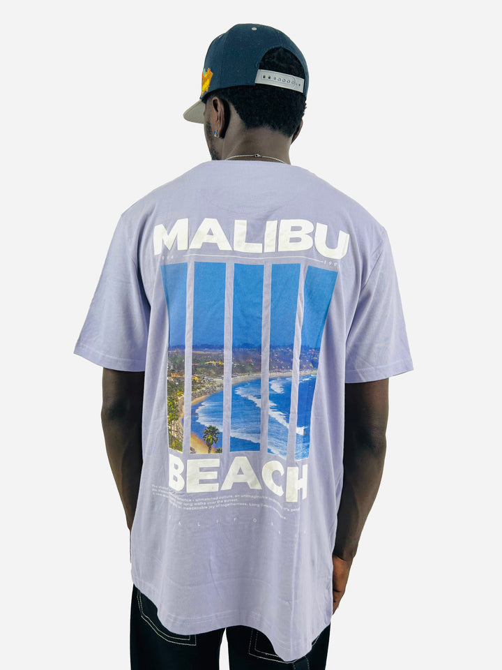 Denim & Flower Malibu beach backprint t-shirt in purple