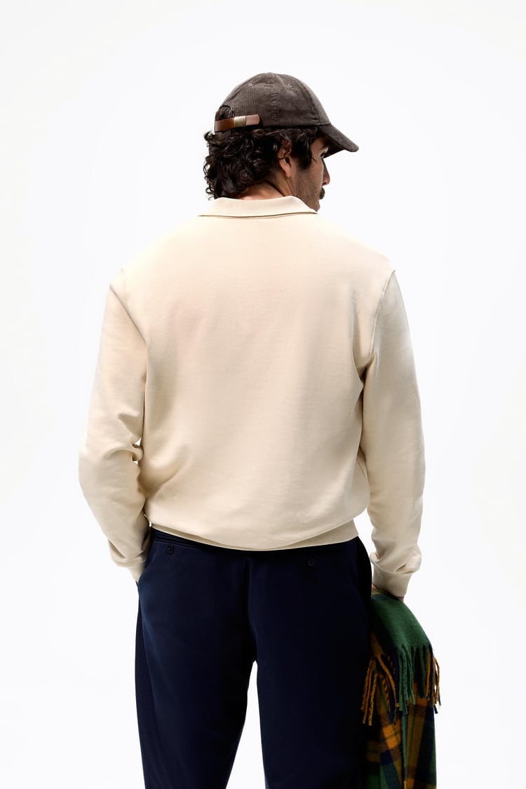 Zara Polo Sweatshirt in Ecru