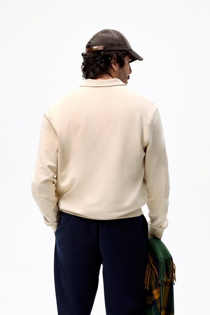 Zara Polo Sweatshirt in Ecru