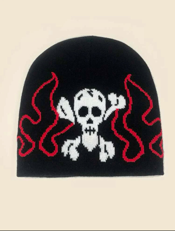 Skull and Fire Pattern Beanie