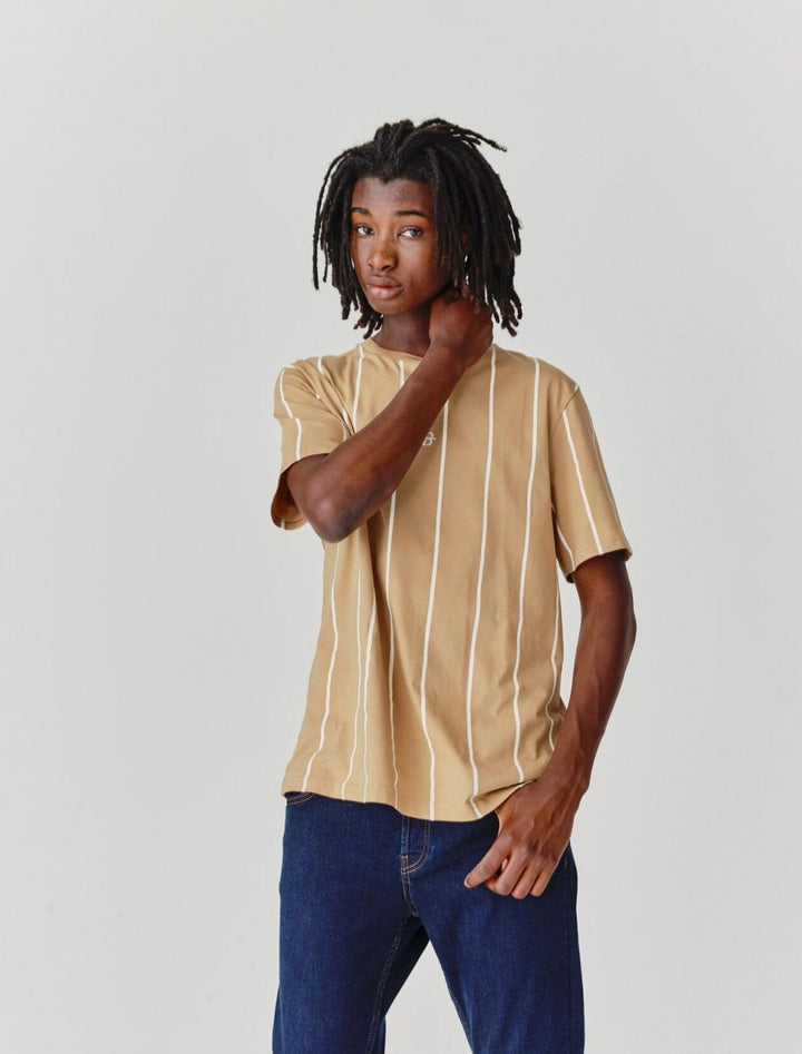 Bizzbee BZB pinstripe polo t-shirt in brown