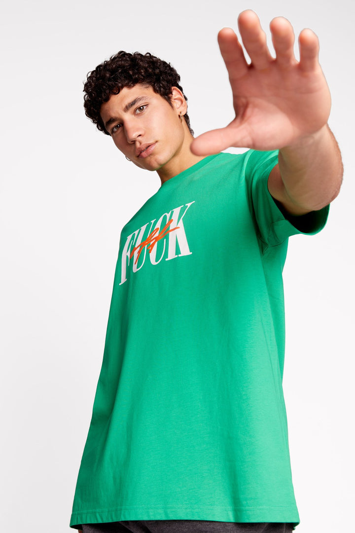 FSBN Fuck Off Print T-shirt in Green