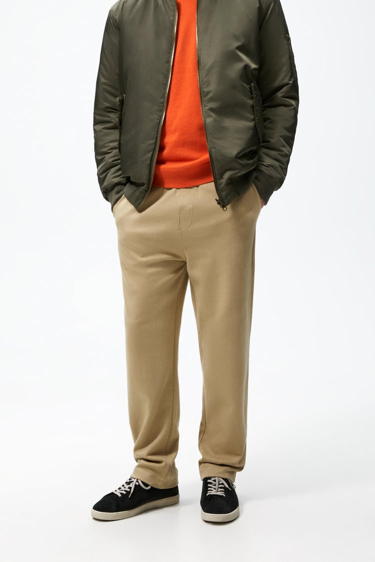 ZARA COMFORT JOGGER-WAIST TROUSERS CAMEL